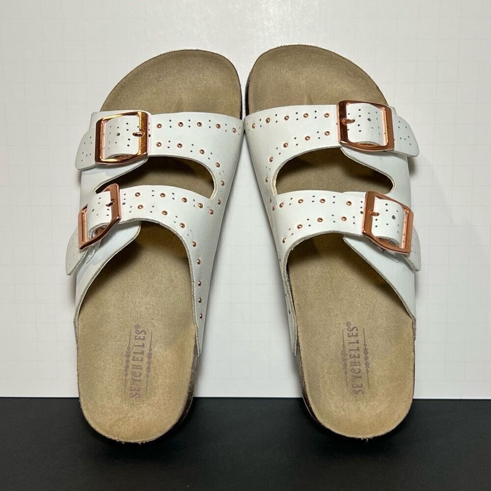 Girls SEYCHELLES Studded White Buckle Strap Sandals / Size 3 - Picture 5 of 8